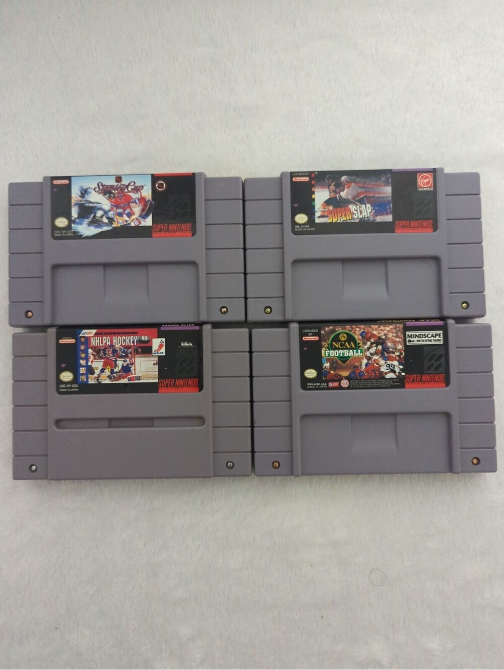 Set of 4 Super Nintendo SNES Sports Game Cartridges NHL Stanley Cup Super Slap